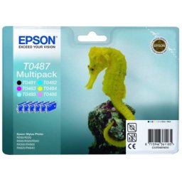 Set cartuse de cerneala originale Epson T0487 Multipack (C13T04874010) pentru Stylus Photo R200 R220 R300 R300M R320 R330 R340 R350 RX300 RX320 RX500 RX600 RX620 RX640