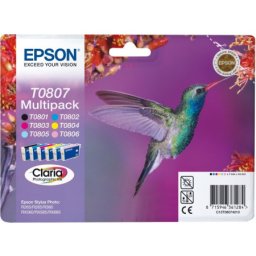 Set cartuse de cerneala originale Epson T0807 Multipack (C13T08074011) pentru Stylus Photo P50 PX650 PX660 PX700W PX710W PX720WD PX730WD PX800FW PX810FW PX820FWD PX830FWD R265 R285 R360 RX560 RX585 RX685