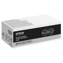 Cartus de toner x2 (2.5K) Epson 0711 Double Pack Black (C13S050711) pentru WorkForce AL M200DN M200DW MX200DNF MX200DWF