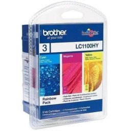 Set cartuse de cerneala Brother LC 1100HY CMY (LC-1100HYRBWBP, LC1100HYRBWBP) pentru DCP 385C 395CN 585CW 6690CW J715W MFC 490CW 5490CN 5890CN 5895CW 6490 6490CW 6890CDW 990CW J615W