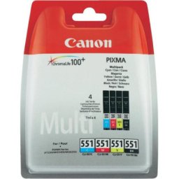 Set cartuse de cerneala Canon CLI-551 KCMY (4540B017, CLI551KCMY) pentru PIXMA iP7250 iP8750 iX6850 MG5450 MG5550 MG5650 MG6350 MG6450 MG6650 MG7150 MG7550 MX725 MX925