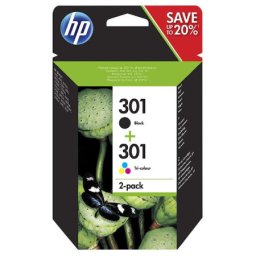 Set cartuse de cerneala HP 301 Black & Color (N9J72AE, HP301) pentru DeskJet 1000 1010 1050 1050A All in One 1510 1512 1514 2050 2050A 2050s 2510 2512 2540 2542 2544 2545 In 2549 3000 3050 3050A e 3055A Envy 4500 4502 4503 4504 4505 4507 4508 4509 5530 55