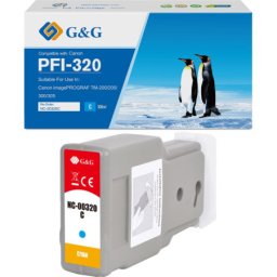 Cartus Premium G&G Canon PFI-320C Cyan (2891C001, PFI320C) pentru imagePROGRAF TM 200 205 300 305 GP 250 255 350 355