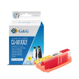 Cartus Premium G&G Canon CLI-581XXL Y Yellow (1997C001, CLI581XXLY) pentru PIXMA TR7550 TR8550 TS6150 TS6151 TS6250 TS6251 TS705 TS8150 TS8151 TS8152 TS8250 TS8251 TS8252 TS9150 TS9155 TS9550 TS9551C