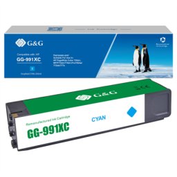 Cartus Premium G&G (16K) HP 991X Cyan (M0J90AE, HP991X) pentru PageWide Colour 755dn 774dn 779dn Pro 750dw 772dn 777z MFP 770 772hn P750d