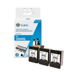 Cartus Premium G&G 3x HP 304XL Black (N9K08AE, HP304XL) pentru AMP 130 DeskJet 2600 2620 2622 2630 2632 2633 2634 3720 3730 3732 3733 All in One 3735 3750 3760 3762 3764 Envy 5010 5020 5030 5032 5050