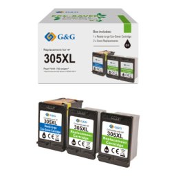Cartus Premium G&G 3x HP 305XL Black (3YM61AE, HP305XL) pentru DeskJet 2710 2720 2721 2722 2723 2724 Plus 4110 4120 4122 4130 Envy 6010 All in One 6020 6022 6030 6032 6052 6055 6058 Pro 6420 6422 6430 6432 6452 6454 6455 6458 6475