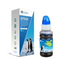 Flacon cerneala Premium G&G HP GT52 Cyan (M0H54AE, HPGT52C) pentru Ink Tank 115 315 319 All in One Wireless 415 419 Smart 500 510 516 519 530 615 DeskJet GT 5810 5820 670 675 720 725 750 755 790 795