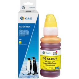 Flacon cerneala Premium G&G Canon 490Y Yellow (0666C001, GI490Y) pentru PIXMA G1400 G1410 G1411 G2400 G2410 G2411 G3400 G3410 G3411 G4400 G4410 G4411