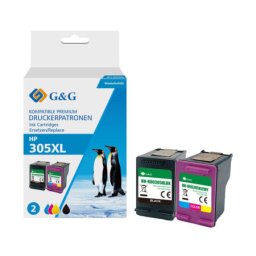Pachet cartuse premium G&G HP 305XL (3YM61AE, 3YM63AE, HP305XL) pentru DeskJet 2710 2720 2721 2722 2723 2724 Plus 4110 4120 4122 4130 Envy 6010 All in One 6020 6022 6030 6032 6052 6055 6058 Pro 6420 6422 6430 6432 6452 6454 6455 6458 6475