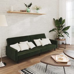Canapea extensibila cu 2 locuri, verde închis, catifea GartenMobel Dekor