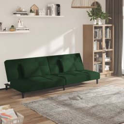 Canapea extensibila cu 2 locuri, 2 perne, verde închis catifea GartenMobel Dekor