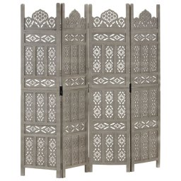 Paravan camera sculptat manual 4 panouri gri 160x165 cm mango GartenMobel Dekor