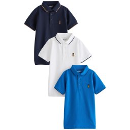 Next Tricou albastru / bleumarin / maro deschis / alb