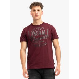 LONSDALE Tricou 'HAREHILLS' gri metalic / roşu închis