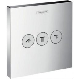 Baterie incastrata Hansgrohe gama ShowerSelect, 3 functii, sticla alb-crom