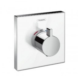 Baterie cu termostat incastrata Hansgrohe gama ShowerSelect, sticla alb-crom, debit mare