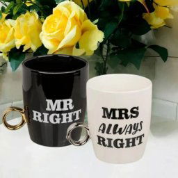 Set 2 cani amuzante cu inel, Mr Right Mrs Always Right
