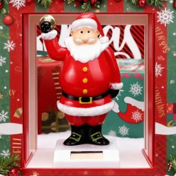 Figurina solara Mos Craciun cu clopotel