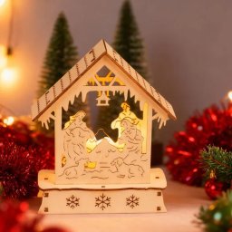 Decoratiune din lemn cu LED pentru Craciun