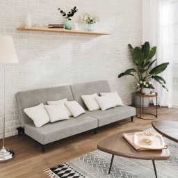 Canapea extensibila cu 2 locuri, gri deschis, catifea GartenMobel Dekor
