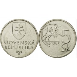 Slovacia 1993 - 5 korun, circulata