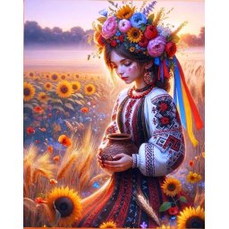 Set goblen cu diamante, cu sasiu, Vara in Romania, 40x50 cm