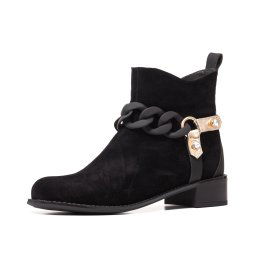 Botine dama piele cu accesoriu, JIJI30130 01-2