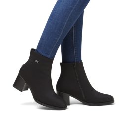 Botine negre cu toc bloc și fermoar D0V77-00