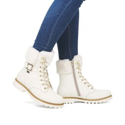 Botine dama, piele naturala, D8481-80, alb