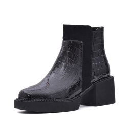 Botine dama elegante, piele naturala lacuita, K3K350094 01-O