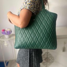 Geantă Zea Shopper Mod 300v Verde – Geantă Tote din Piele Naturală, Lucrată Manual, Matlasată