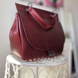 Geantă Casual Zea Mod 163b – Piele Naturală Bordo Metalizat