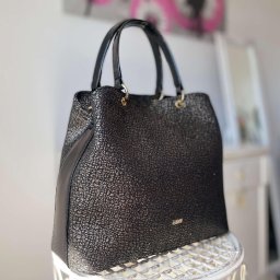 Geantă Zea Office Mod 290nd9 – Piele Naturală Neagră cu Decor