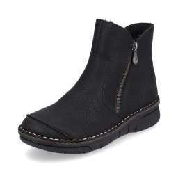 Botine damă Rieker 73357-00 – Negre, căptușite, cu fermoar lateral și talpă antiderapantă