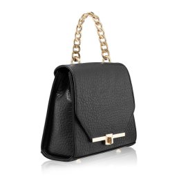 Geantă Neagra Zea Mini Chain din piele naturală, fabricată în România