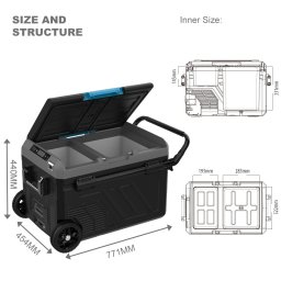Frigider/Congelator auto cu doua zone Foton 40L-B2W -20°C cu Bluetoooth 12/24/220V