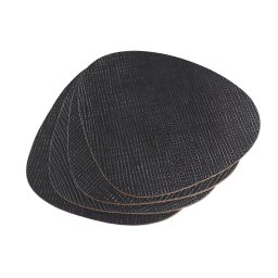 Set 4 buc suporti pahare de masa, din piele regenerata de culoare neagra, 11x12 cm