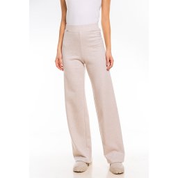 Pantaloni uni tricotati, ALANIA, crem