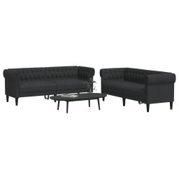 Set de canapele, 2 piese, negru, material textil GartenMobel Dekor