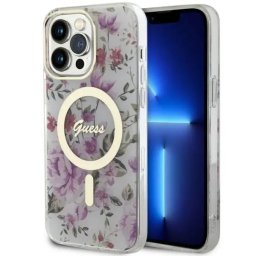 Husa Guess GUHMP14LHCFWST iPhone 14 Pro 6.1" transparent hardcase Flower MagSafe