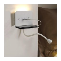 Veioză LED flexibilă cu raft și încărcare USB ONLI PLAK LED/1W/230V alb