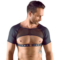 Svenjoyment Open Chest Crop Top with Short Sleeves 2161893 Black XL