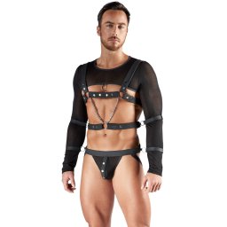 Svenjoyment Crop Top, Chest Harness & Jock Set 2180502 Black XL