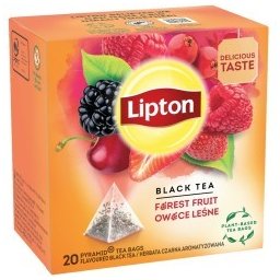 Ceai negru Lipton, fructe de padure, 20 plicuri/cutie