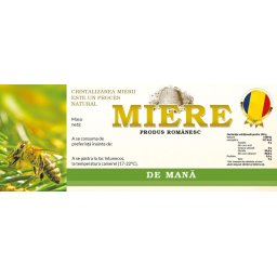 Etichete borcan miere de Mana cu albina 154mm x 60mm
