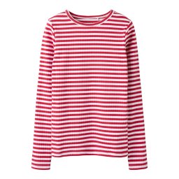 NAME IT Tricou 'Suraja' roz zmeură / alb