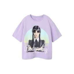 NAME IT Tricou 'Dyp Wednesday' albastru deschis / mov orhidee / negru / alb