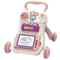 Antemergator interactiv cu activitati, pian si tablita de scris, P05, roz