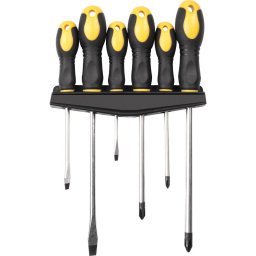 Set 6 surubelnite cu suport FDS 1102-6R Plastic\Metal, Negru\Galben